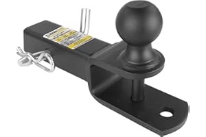 MaxxHaul 51172 3-in-1 ATV UTV Trailer Hitch Mount – 3,500 lbs GTW / 350 lbs TW – 2" Hitch Ball with Winch Strap Loop, 2" Shan