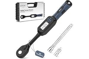 VCAN ACTIVE 3/8 Torque Wrench Digital (2.21-44.25 Ft. Lb) ±2% Accuracy Digital Inch Pound Torque Wrench 3/8 Drive Ratchet with Buzzer LED Flash Track Mode/Universal Joint & 6" Xtension Bar for Bike Moto Auto