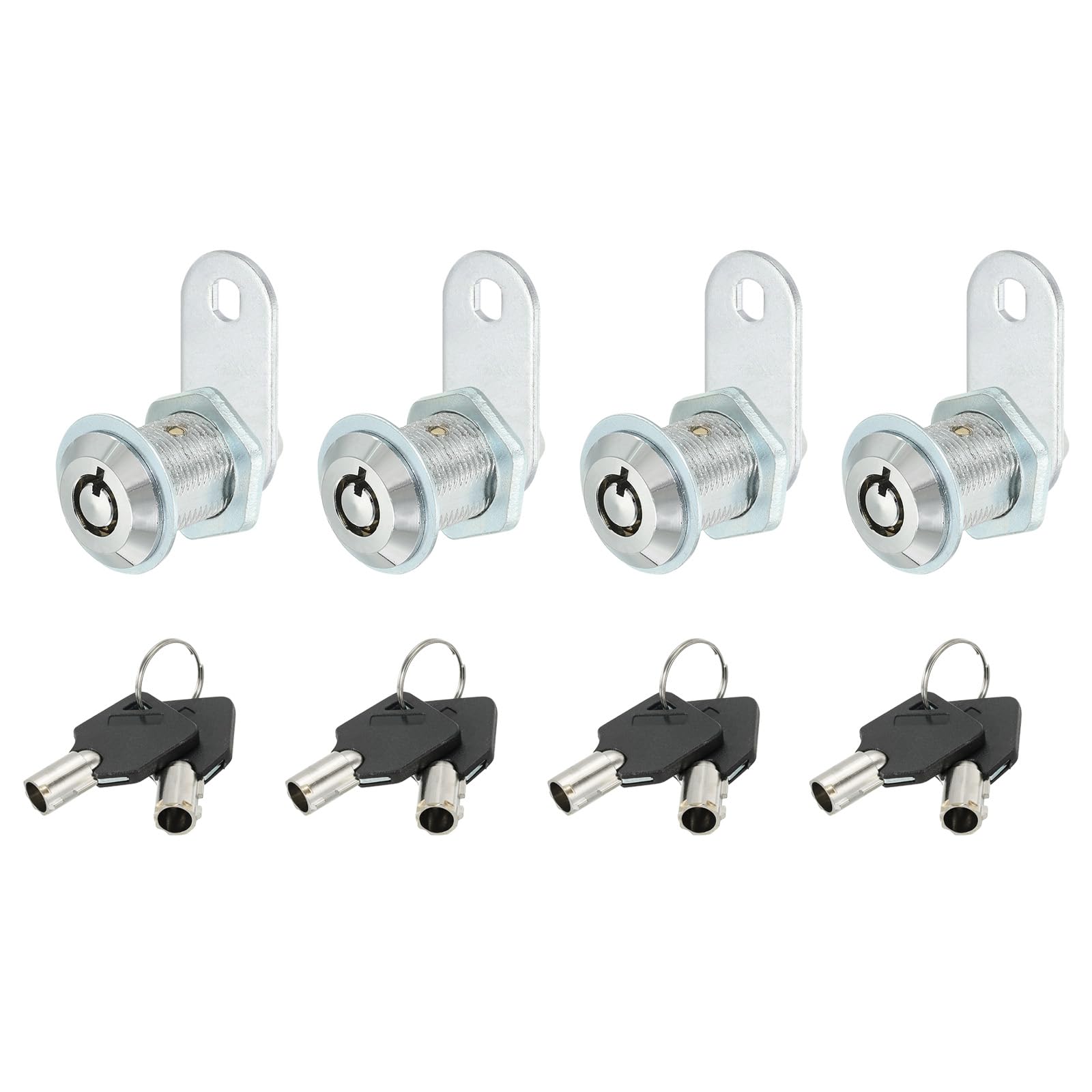 PATIKIL Cabinet Cam Lock with Key, 4 Pack 1"(25mm) Keyed Different Cam Lock Cylinder Zinc Alloy Chrome Drawer Locks Tubular Cam Removable Key for Drawer Cabinet Secure