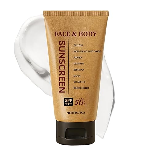 Beef Tallow Sunscreen SPF 50 Face & Body Cream - Non Nano Zinc Oxide, Lightweight Moisturiser with Vitamin E | Natural UV Protection for adults, Kids | Non Greasy, Over Makeup Friendly