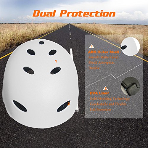 Vihir Adult Water Skate Bike Helmet Multi Sports Skateboard Scooter Men Women Dial Helmet, White, L - Thumbnail 2