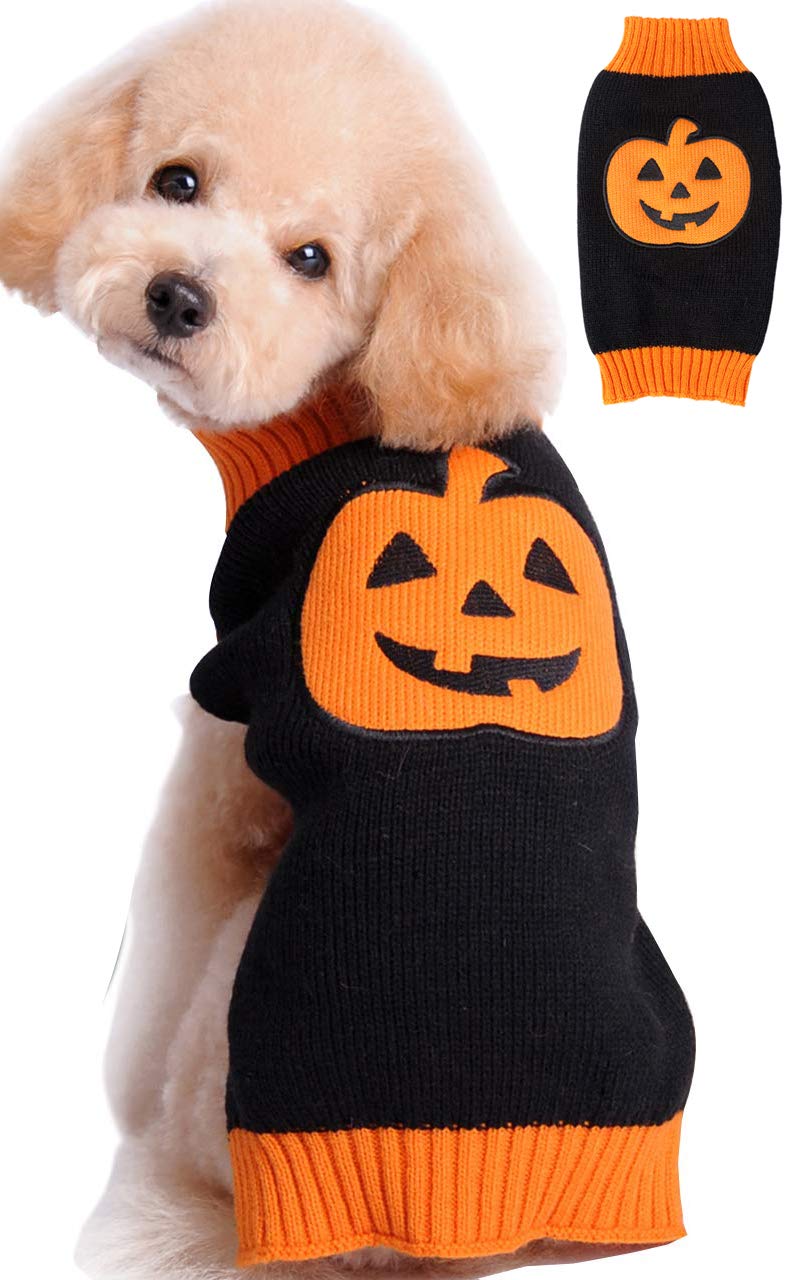 BOBIBI Pet Holiday Halloween Pumpkin Pet Clothes Dog Sweater