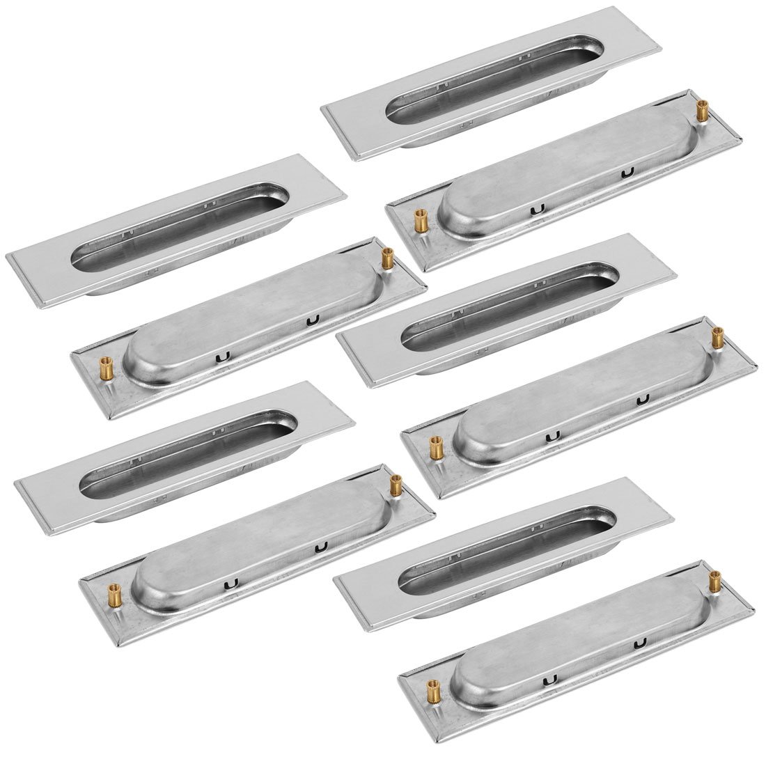 Sourcingmap 5.5-Inch Length Rectangular Recessed Flush Pull Handle 10PCS for Cabinet Drawer Door