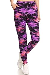 Leggings Depot JGA-R555-L Purple Galaxy Print