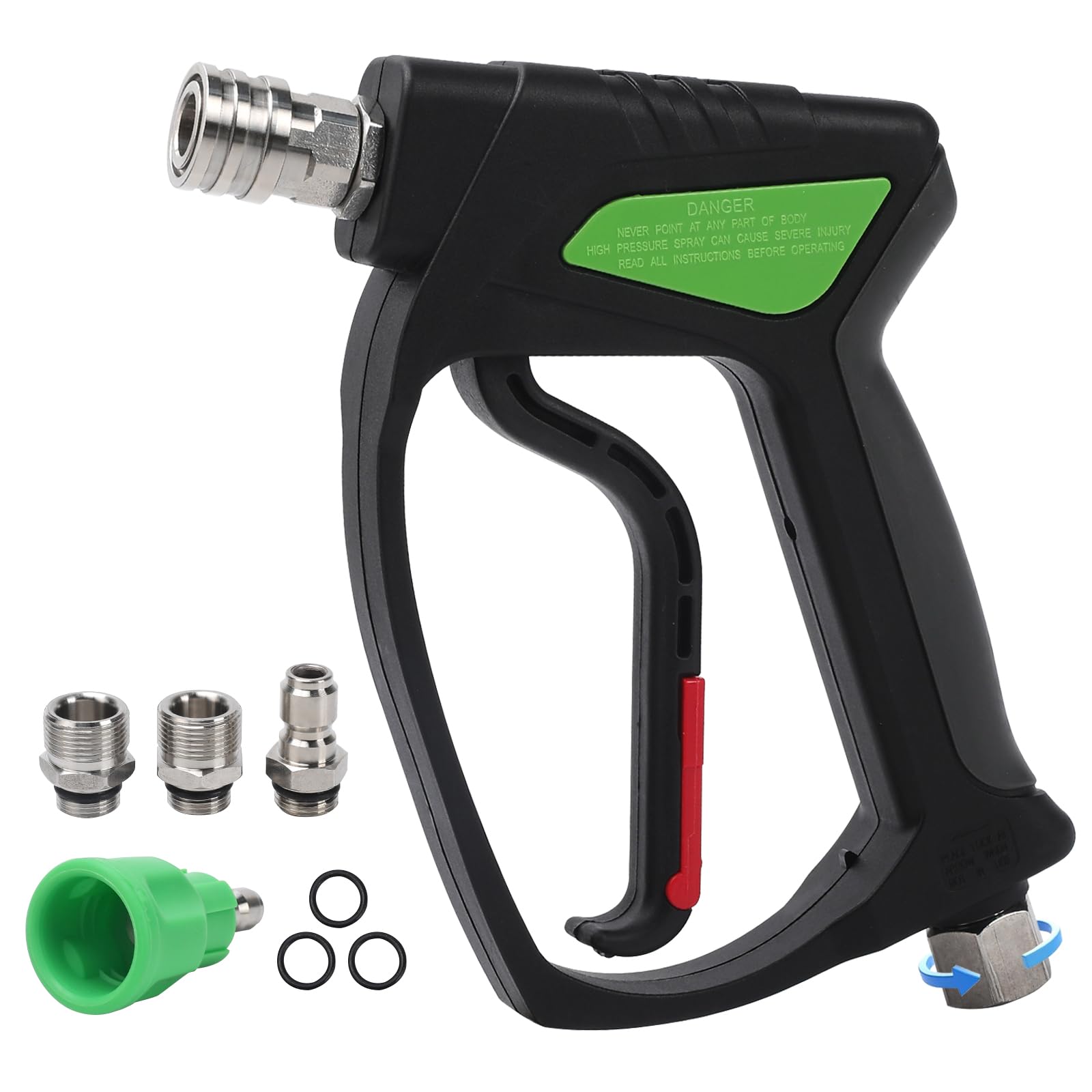 Photo 1 of Pressure Washer Short Gun, 5000 PSI/10.5 GPM High Power Washer Spray Gun with Rubber Nozzle Tips, 3/8'' Quick Connect and M22-14mm and M22-15 mm Adapter