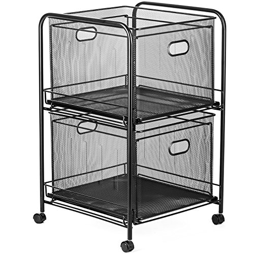 Halter Steel Mesh 2 Tier Rolling File Cart Bundle with 40 Hanging File