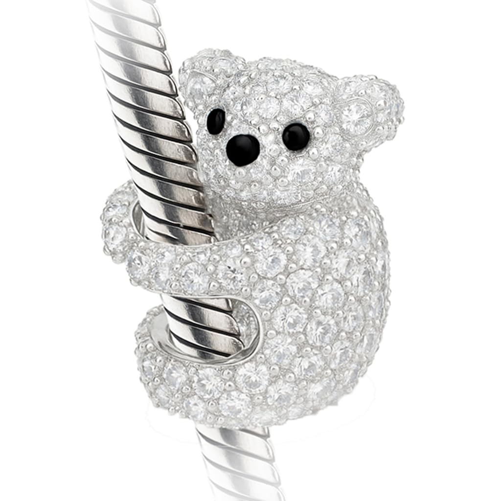 Koala Bear Charm Bead for Pandora Moments Bracelets 925 Sterling Silver with Sparkling Crystals Her Girls Women - Happy Birthday Gift Box