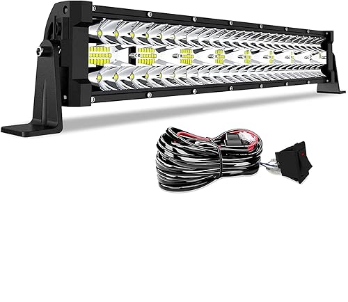 AUXTINGS 15 Inch 38 Cm 390 W LED Light Bar With 12 V Strobe Wiring Harness Kit, 4 Rows Spot And Flood Light Bar For Offroad Vehicles, Cars, Trucks, SUVs, 4 X 4.6000 K