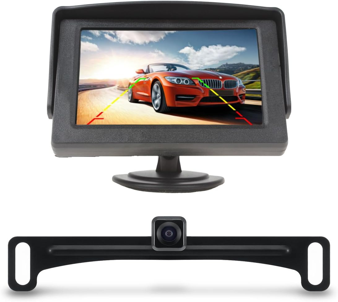 KOEN Car Rear View Backup Camera Waterproof License Plate Car Camera Reverse Parking Monitor Kit with Wide Angle for Truck&car