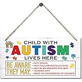 EDCTO Autism Sign, Decorative Wood Wall Art, 12 x 6 inch MDF Material, Rustic Autism Family Hanging Wall Decor