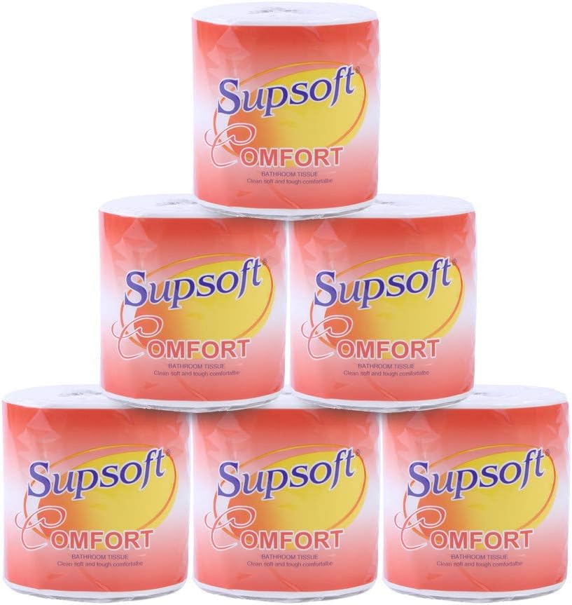 6 Pack x Toilet Tissue Bulk Large Pack Quality White Ultra Soft Toilet Paper, 3-Ply Toilet Paper Ultra Strong and Soft,for Restaurant, Office, Home (Red（6 x Pack）)