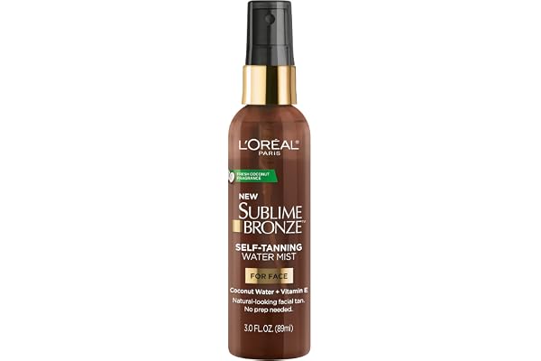 L’Oréal Paris Self-Tanning Water Mist for Face, Sublime Bronze, With Coconut Water + Vitamin E, Natural-Looking Tan, Medium,