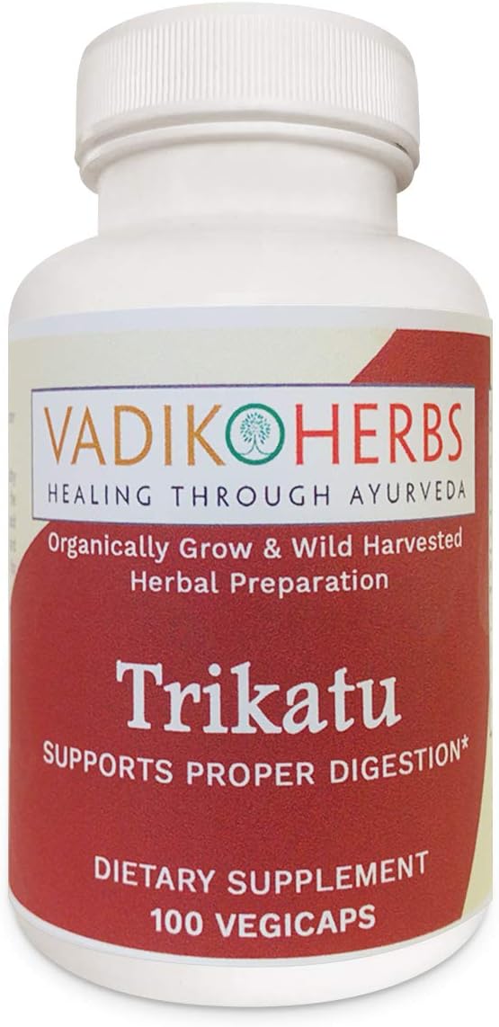 Certified Organic Vadik Herbs Trikatu Powder 100 Vegicaps | Digestion Formula for kapha