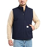 HISEA Men's Washed Duck Sherpa-Lined Vest, Mens Loose Fit Winter Insulated Canvas Workwear Mock-Neck Vest
