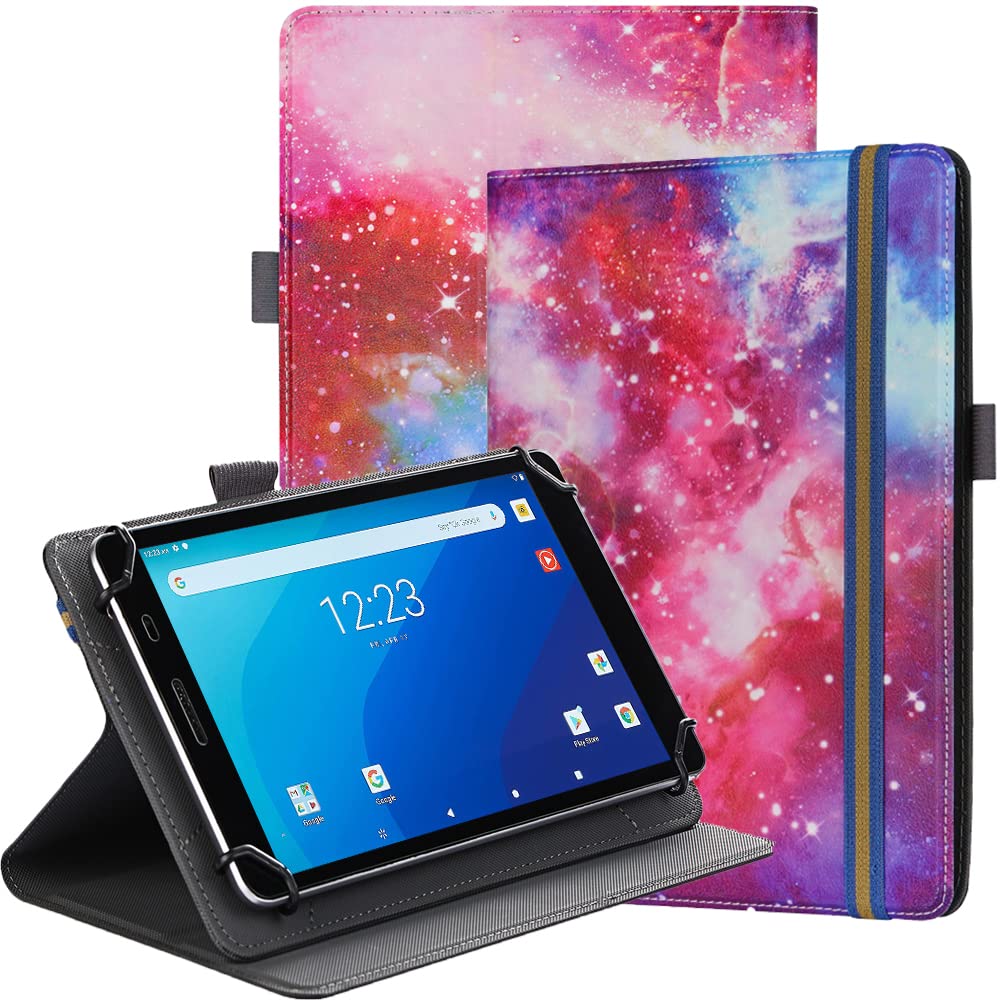 SINSO Universal Stand Folio Case Cover for All 7-8" Tablets (For Fire 7 tablet/For Fire HD 8,For Pad Mini 7/6/5/4/3/2/1,Lenovo Tab M7 7 inch/Lenovo Tab M8 8 inch),Galaxy