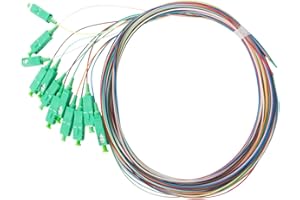 Eardion SC/APC Fiber Optic Pigtail, 1.5 Meter 12 Strand SingleMode 9/125 Fiber, Color Coded 0.9mm for Networks Communication 
