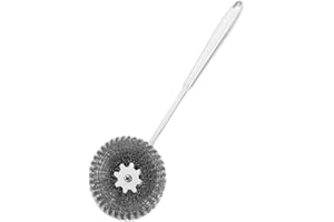 VICASKY Stainless Steel Dish Scrubber with Long Handle Non-Scratching Kitchen Brush Pot and Wok Cleaning
