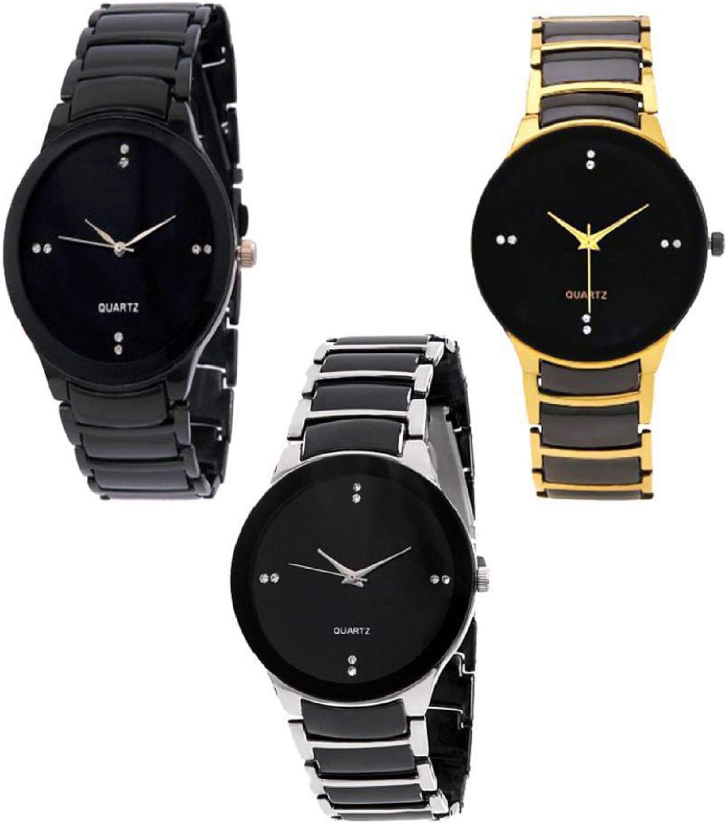 Analogue Boys' Watch (Black Dial Assorted Colored Strap) (Pack of 3)