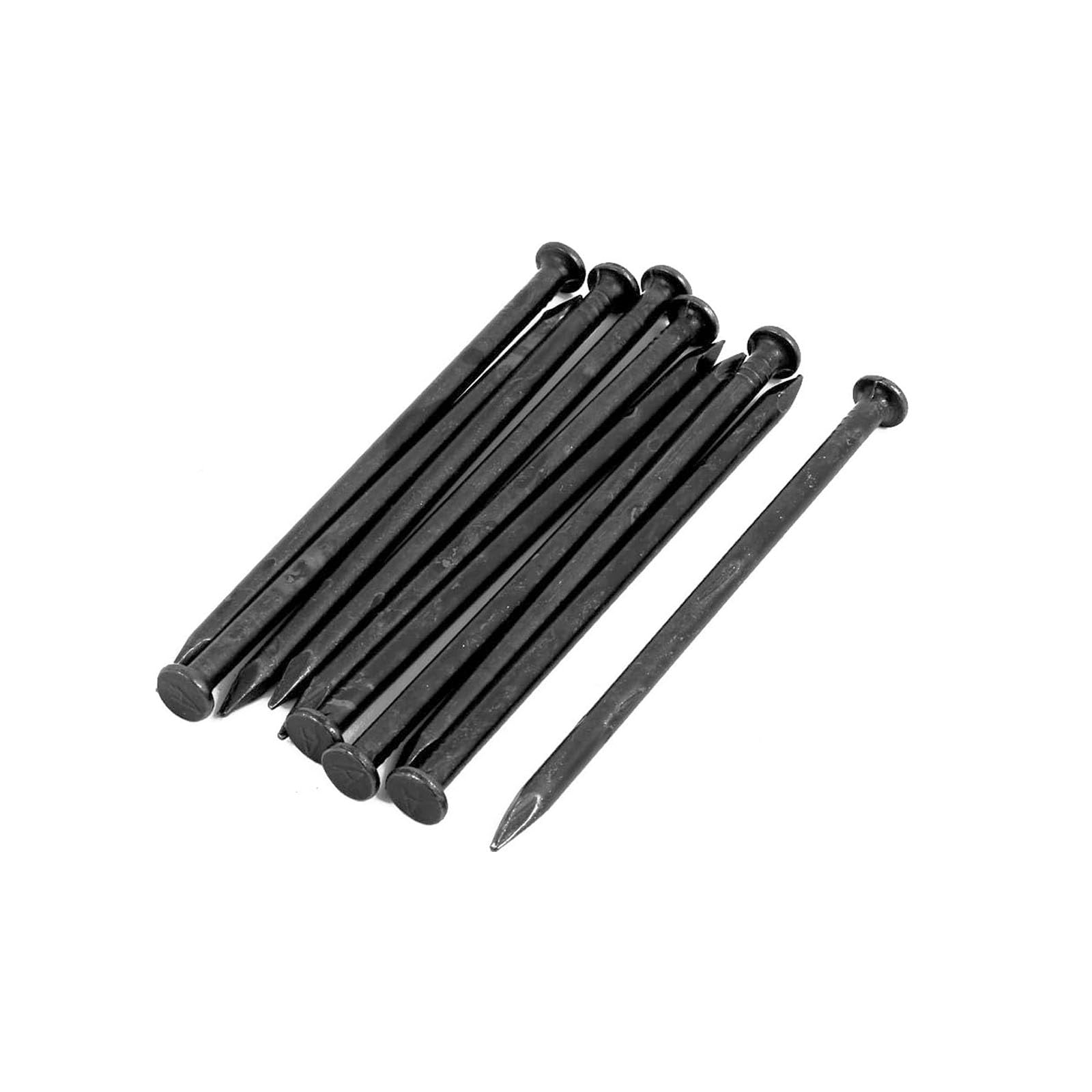 TOP-VIGOR 10Pcs Hardware Nails, 4.7mmx100mm Fiber Concrete Cement Wall Point Tip Nails, Wall Pins Tacks Nails for Woodworking, Panel Pins for Hanging Picture, Frame, Furniture, Construction, Black