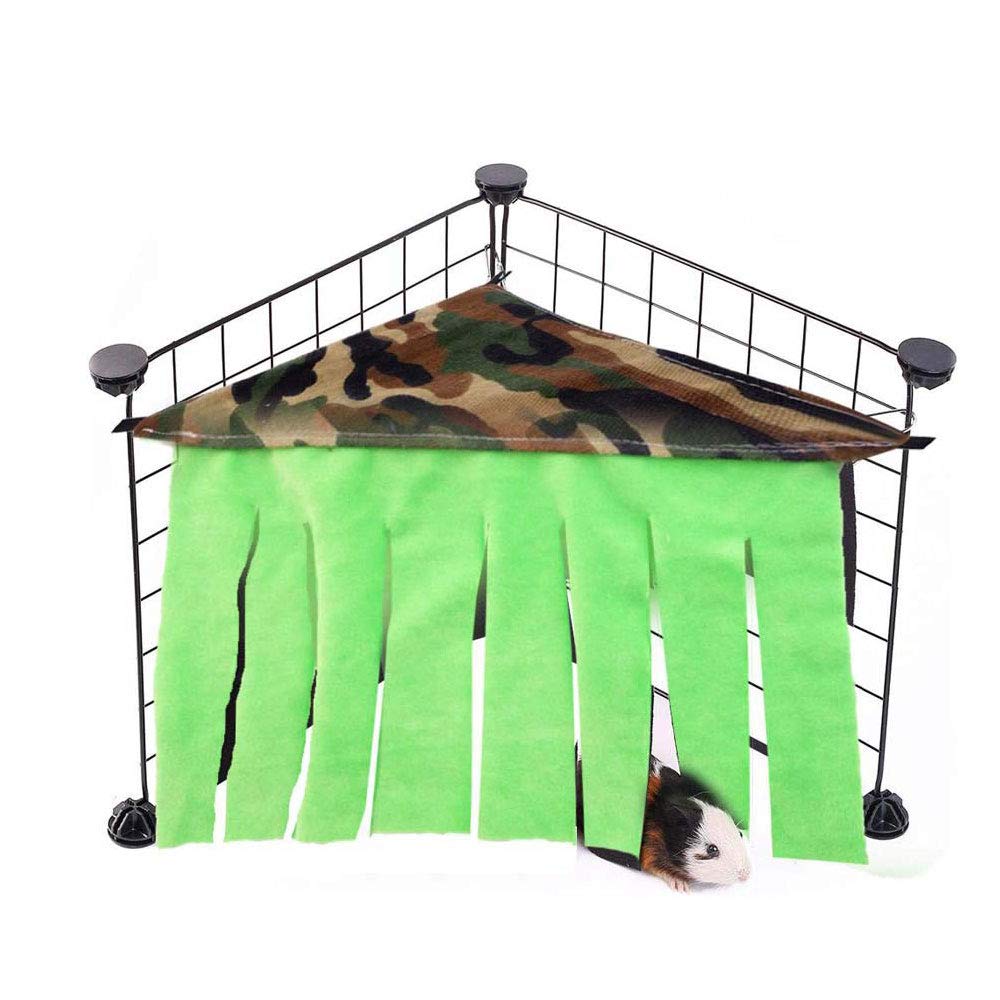 Oncpcare Guinea Pig Hideaway, 3-In-1 Hammock Hideout Bed Corner Fleece Forest Hideout for Cage, Small Pet House Hut Nest for Guinea Pig Chinchilla Rabbit Bunny Rat Hedgehog Squirrel Ferret and Others
