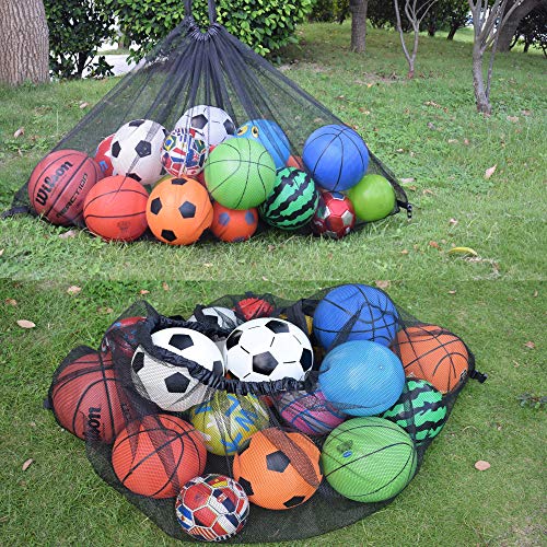 Sports Balls Storage Bag,Pool Storage Bag,Jumbo Size Hanging Organizer Mesh Bag for Pool, Gym, Floats, Soccer,Basketballs, Kids Inflatable Toys, Swim Rings, Yoga,Garbage (Black-XXL)