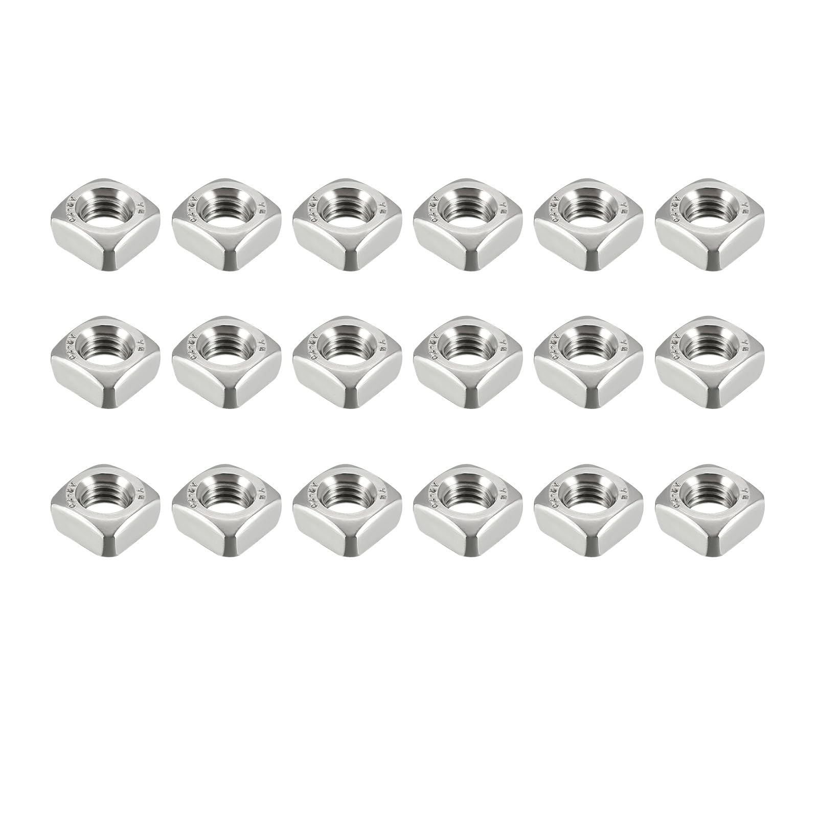 METALLIXITY Square Nuts (M8x1.25mm/0.05") 20Pcs, 304 Stainless Steel Square Machine Screw Nuts - for Indoor and Outdoor, Silver