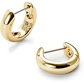 Ana Luisa Giulia Huggie Hoop Earrings for Women - Hypoallergenic Water-Resistant Tarnish-Free Chunky Earrings for Women - 14K Gold Plated & Silver Rhodium Plated Hoops - Small, Medium & Large Size