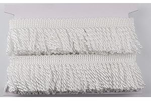 HEARTWISH Curtain Fringes Bullion Fringe Trim 2.5Inch Wide 5 Yards Long,Fabric Trims and Embellishments Curtain Weights Fringes for Sewing DIY Decoration Black Gold White (White)