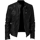 SWJGLITTR Men Slim Fit Motorcyle Leather Jacket