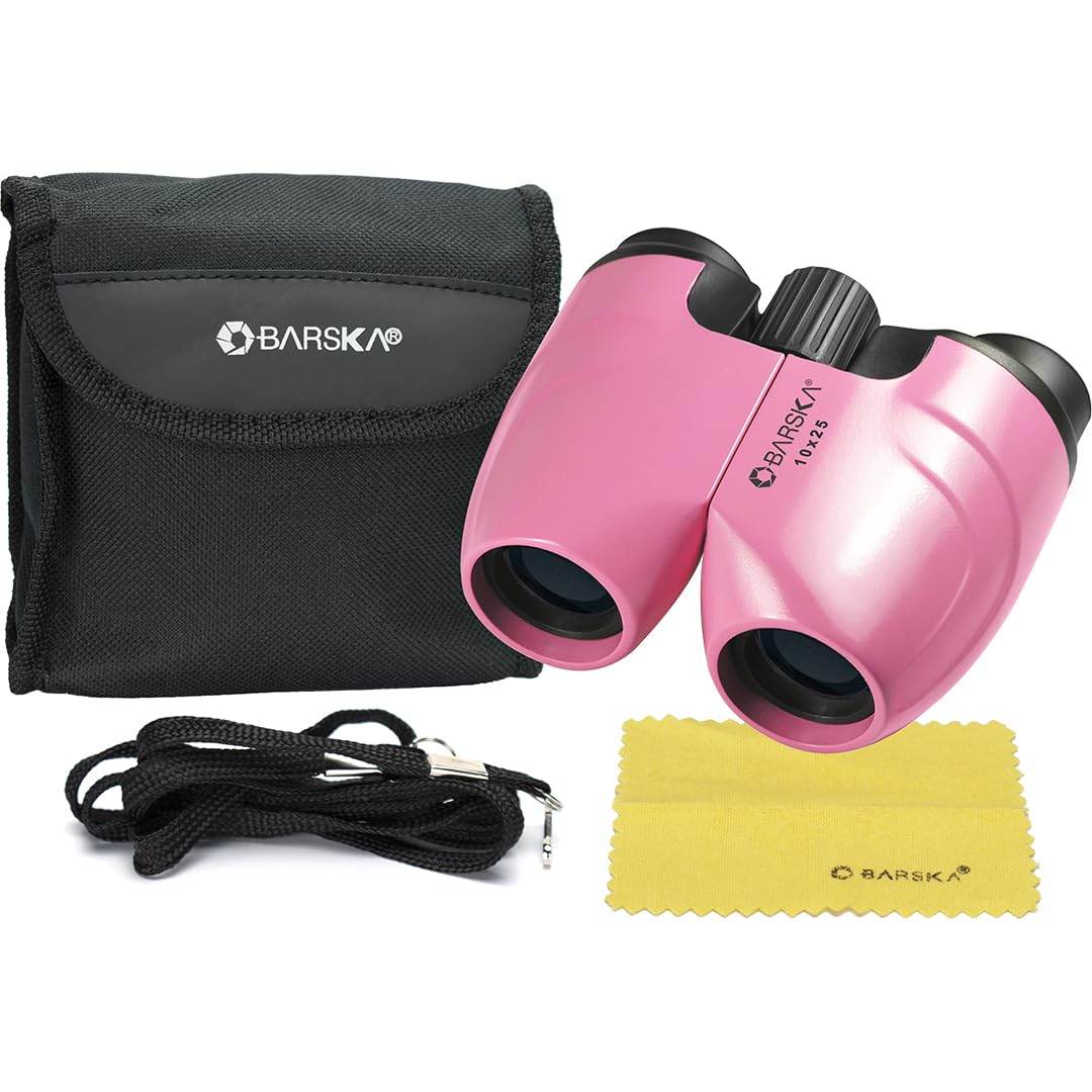 Barska pink Porro 10 x 25 Binoculars, pink, 8.9 x 6.4 x 5.4, CO11370