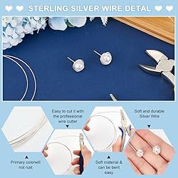 BENECREAT Sterling Silver Wire, 23 Gauge, 3.28 Feet