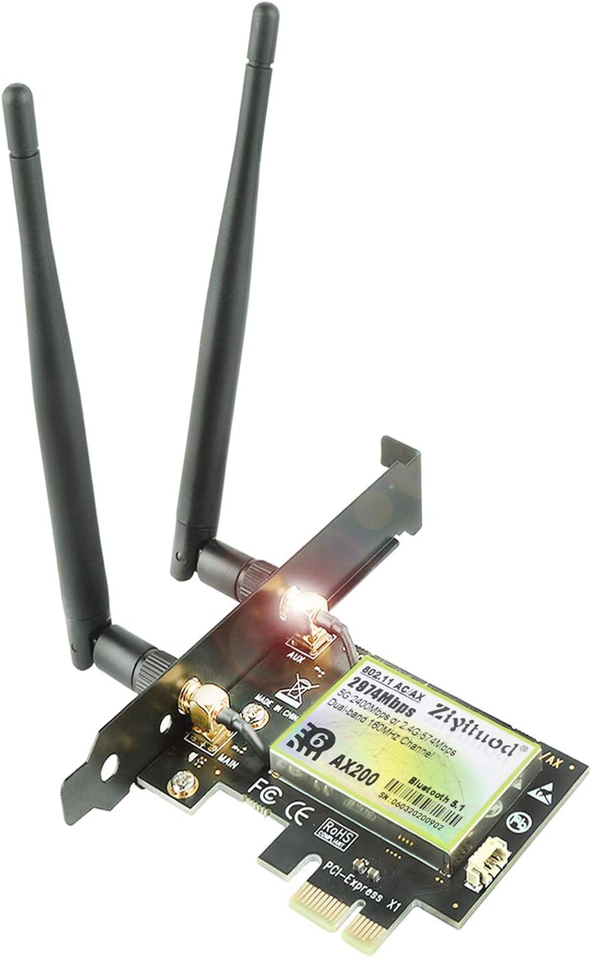 AX3000 PCIe WiFi 6 Card for PC Bluetooth 5.1 Up to 2402Mbps Intel