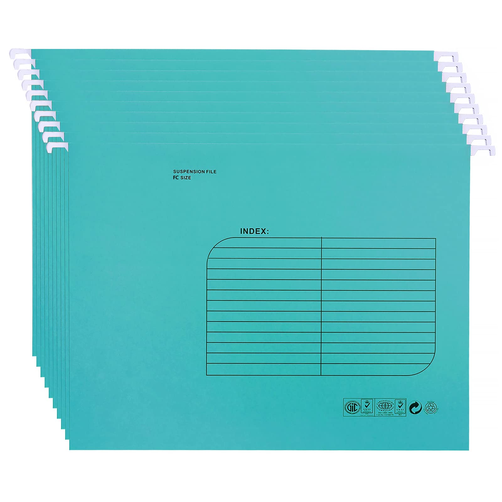 Foolscap Suspension Files with Tab and Card Inserts (25 Pack,Blue) Hanging Filing Folders FC Size Filing Cabinet Folder for Office School Home File Organization