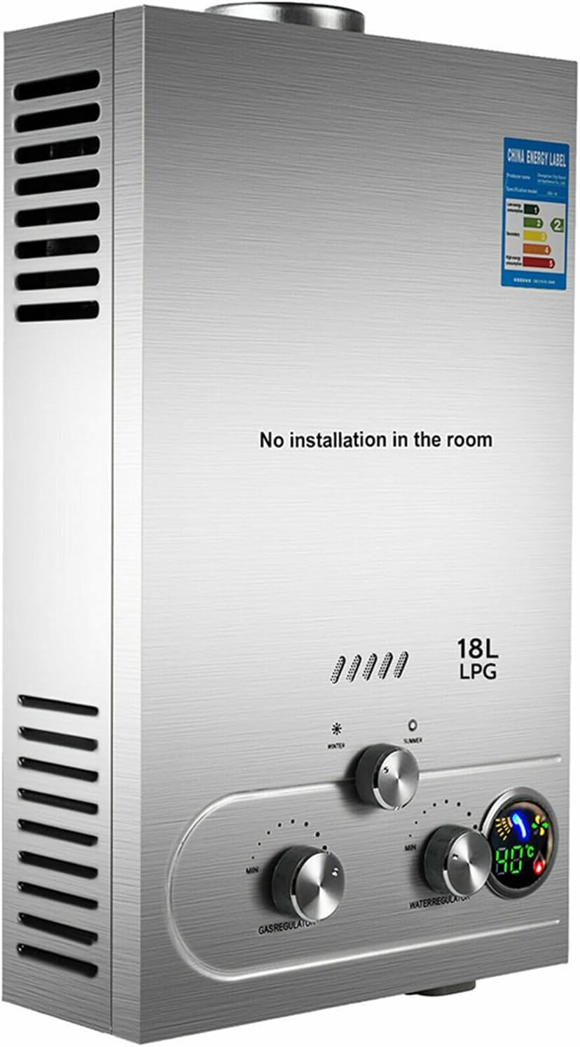 iropro LPG Hot Water Heater 18L 36KW Stainless Steel Instant Boiler Shower Kit