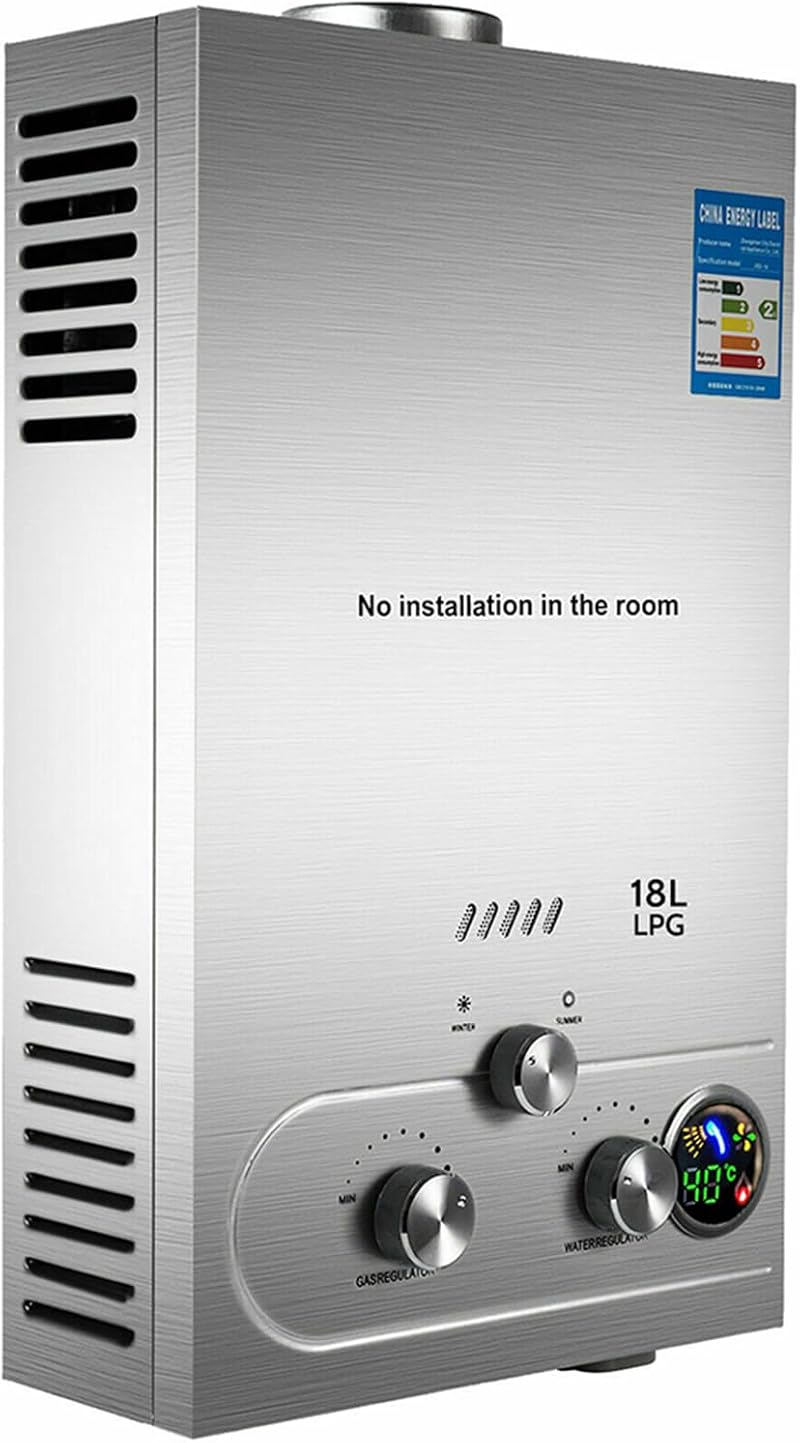 iropro LPG Hot Water Heater 18L 36KW Stainless Steel Instant Boiler Shower Kit