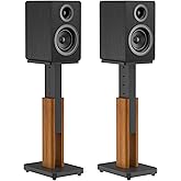 Height Adjustable Speaker Stands Pair with Most Satellite, Studio, Bookshelf Speakers - Wood Grain Floor Speaker Stands for Klipsch, Edifier, JBL Bookshelf Speaker Stands Holds 50Lbs with Cable Clips