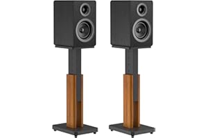 RIMOUS Height Adjustable Speaker Stands Pair with Most Satellite, Studio, Bookshelf Speakers - Wood Grain Floor Speaker Stands for Klipsch, Edifier, JBL Bookshelf Speaker Stands Holds 50Lbs with Cable Clips