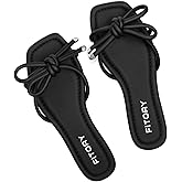 FITORY Women's Flat Sandals Square Open Toe Thong with Cute Knot for Summer Size 6-11