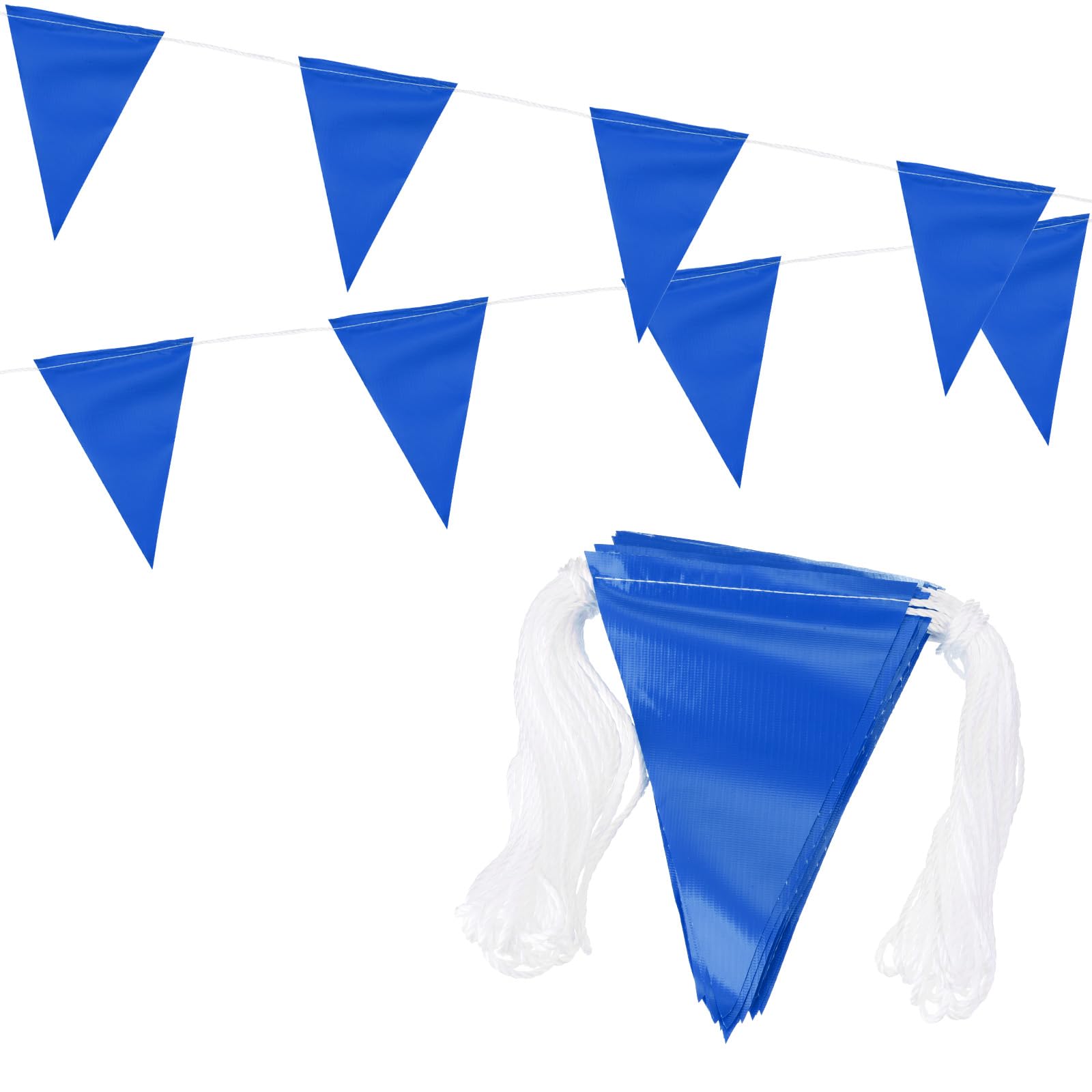 PATIKIL 100ft Pennant Banner Flags, Warning Flagging Banner Safety Flag Barrier Signs for Perimeter Making Traffic Control Party Events, 45 Flags Blue