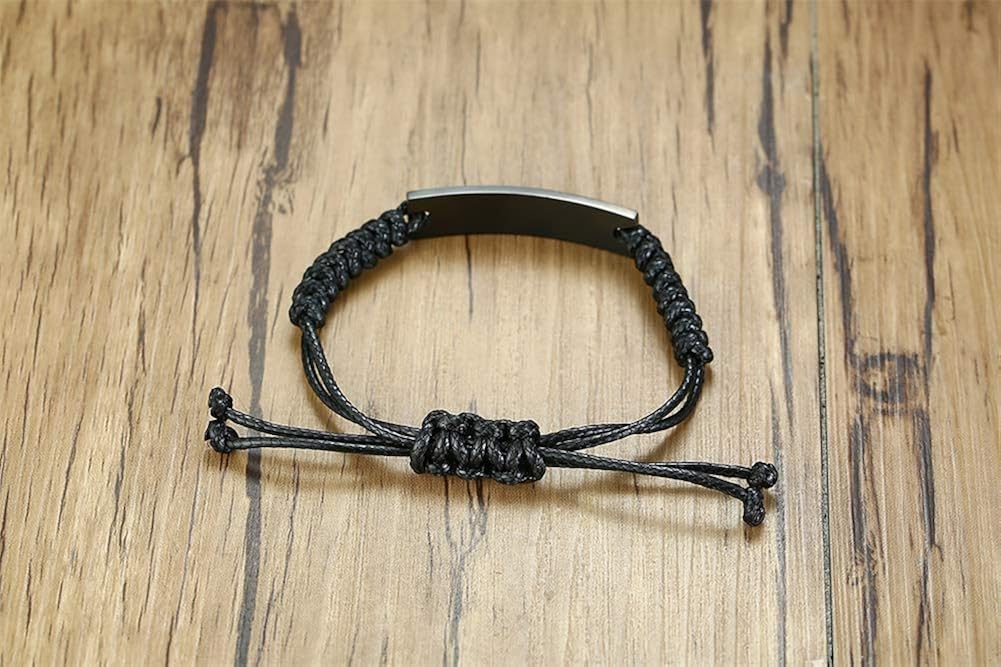 MEALGUET Stainless Steel Handmade Black Adjustable Cord Inspirational Courage Quote to My Son Bracelets to Boys, Birthday Graduation Gift Love Mom: Jewelry