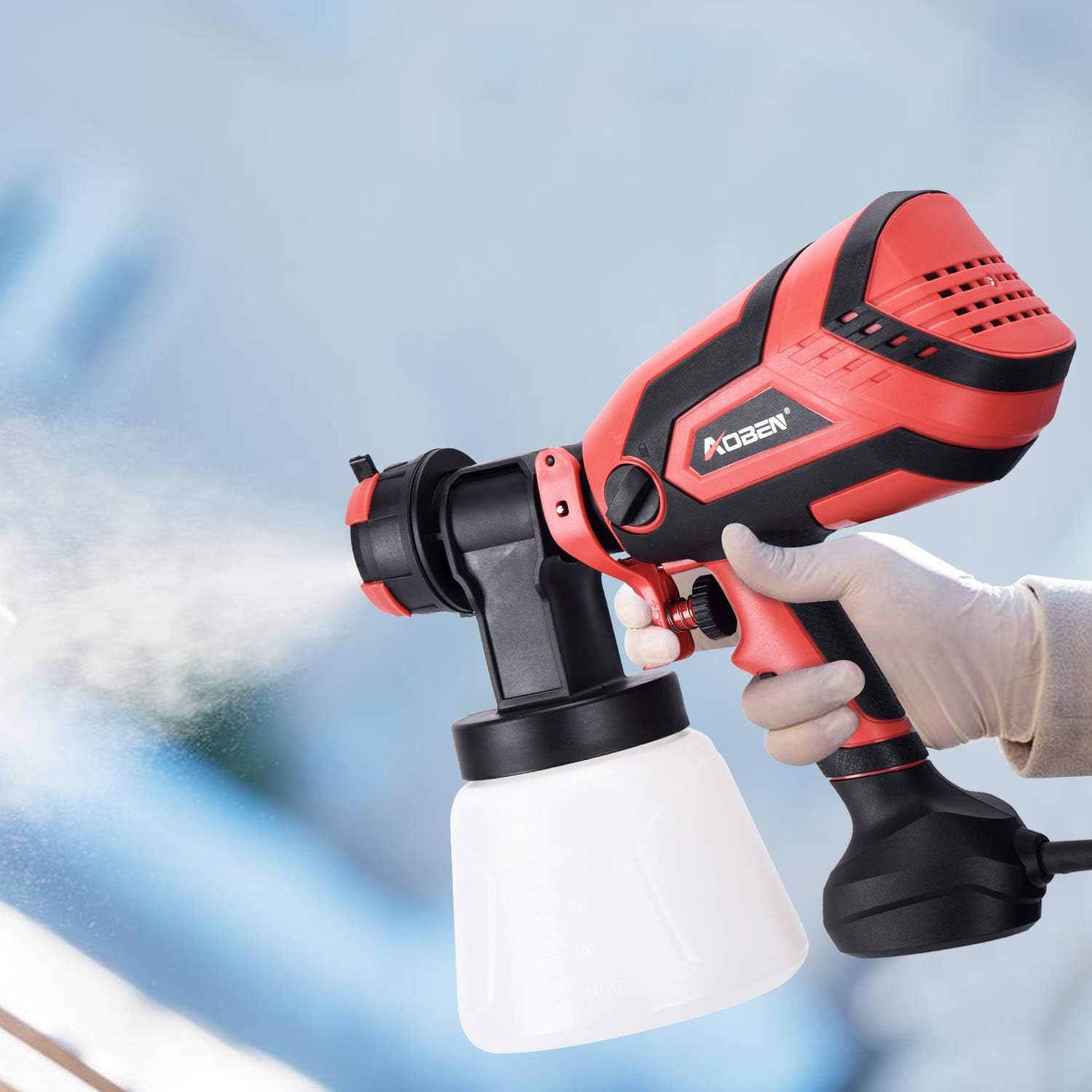 AOBEN Paint Sprayer, 750W Hvlp Spray Gun, Electric Paint Gun with 4 Nozzles, 1000ml Container for Home and Outdoors, Painting Projects. - - 