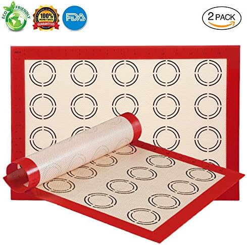 Silicone Baking Mat Set Non Stick Sheet Liner Macaron Reusable Professional Large Heat Resistant Cookie Cake Bread Pizza Making Best for Microwave Toaster Oven Tray Pan (2 Pack 16.5" x 11.6")