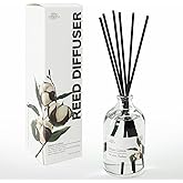 BITSOTA White Cotton Reed Diffuser Set for Bathroom & Home, Long Lasting Essential Oil Aroma, Glass Bottle Home Fragrance with Sticks, Ideal Gift for Woman, 3.52oz (100ml)