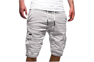 Cargo Shorts for Men Classic Stretch Waist Drawstring Outdoor Work Shorts with 6 Pockets Relaxed Hiking Half Pants