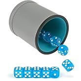 GWHOLE Leather Dice Cup with 10 Dice | Dice Stacking Shaker Cup, Dice Rolling Set, For Yahtzee Farkle Party Games