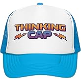 Stranger Things Dustin’s Thinking Cap Trucker Hat – Officially Licensed Adjustable Mesh Baseball Cap – Retro Hawkins TV Show Hat White/Blue