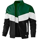 HYPESTFIT Mens Lightweight Jacket Casual Bomber Jacket Color Block Varsity Coat