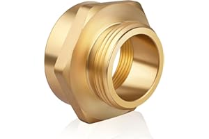 AquaNPT Fire Hydrant Hose Adapter, 1-1/2" NST (NH) Male x 2" NPT Female Hex Nipple Fire Hose Coupling Fittings, Brass Water Equipment Connector (2" NPT Female x 1.5" NST Male)