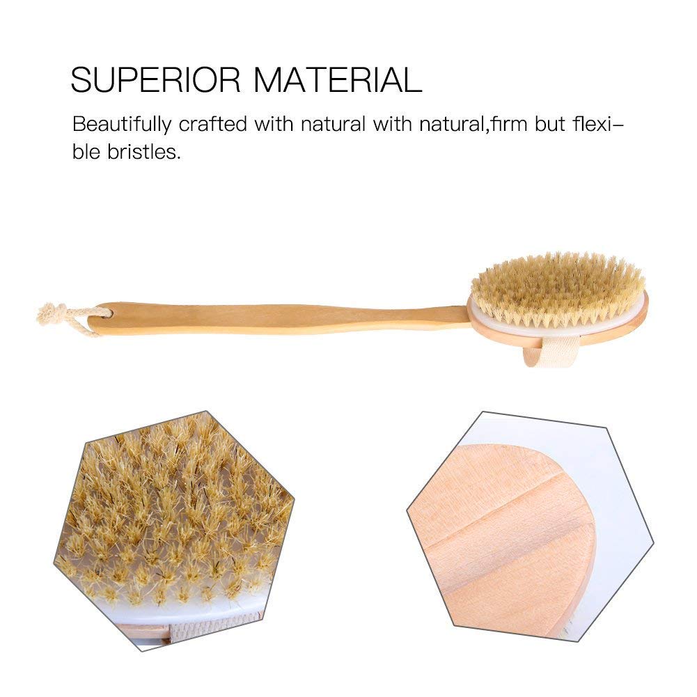 Brosse de Bain, SUAYLLA Naturel Sanglier Soies Douche dos Epurateur avec Longue 43cm(17\