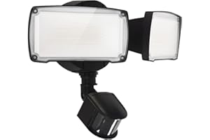 UME 19W LED Flood Light Motion Sensor Outdoor, 2 Adjustable Head, 2000LM, 5000K, IP65 Waterproof, Dusk to Dawn Security Light with Photocell for Exterior,Outside,Garage,House(Black)